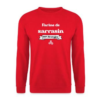 Farine de Sarrasin 100% Bretagne - Sweat-shirt Unisexe - rouge - Devant - Alina (178cm) & Michal (187cm)