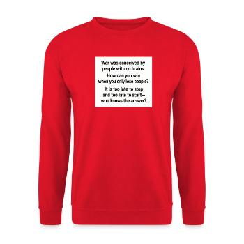 Kriegstypografie-Zitatplakat - Unisex Pullover - Rot - Vorne - Alina (178cm) & Michal (187cm)