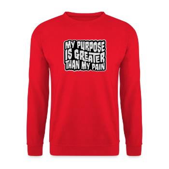 My Purpose Is Greater Than My Pain Meaning Quote Logo - Unisex Sweatshirt - red - Front - Alina (178cm) & Michal (187cm)