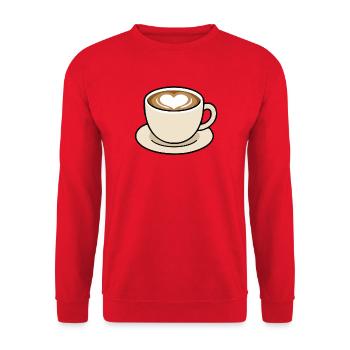 Cute Heart Latte Coffee Cup Illustration - Unisex Sweatshirt - red - Front - Alina (178cm) & Michal (187cm)