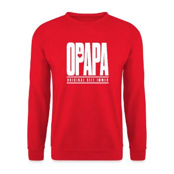 Opapa Original Seit Immer – Opa Familien Spruch - Unisex Pullover - Rot - Vorne - Alina (178cm) & Michal (187cm)