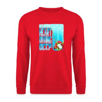 Herztauchen: Tiefes Unterwasserabenteuer - Unisex Pullover - Rot - Vorne - Alina (178cm) & Michal (187cm)