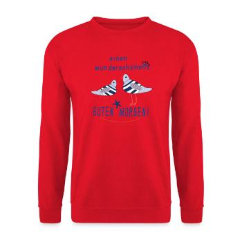 Guten Morgen mit Möwen - Unisex Pullover - Rot - Vorne - Alina (178cm) & Michal (187cm)