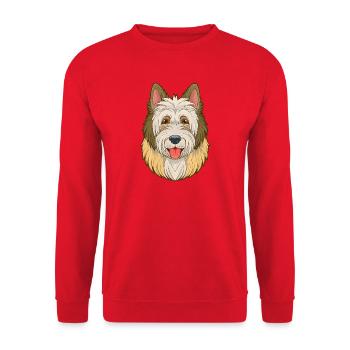 Old English Sheepdog (Comic-Porträt) - Unisex Pullover - Rot - Vorne - Alina (178cm) & Michal (187cm)