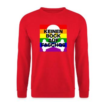 KEINEN BOCK AUF FASCHOS, NO NZS, NO AFD, NIE WIEDR - Unisex Pullover - Rot - Vorne - Alina (178cm) & Michal (187cm)