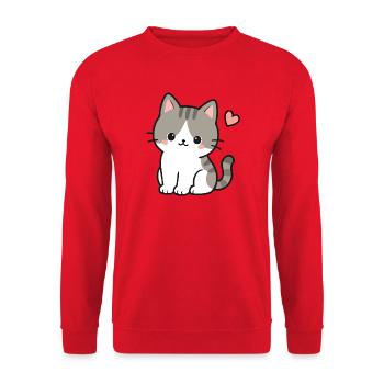 Cute Kawaii Kitten With Pink Heart - Unisex Sweatshirt - red - Front - Alina (178cm) & Michal (187cm)