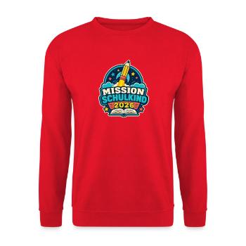 Mission Schulkind 2026 – Einschulung Abenteuer - Unisex Pullover - Rot - Vorne - Alina (178cm) & Michal (187cm)