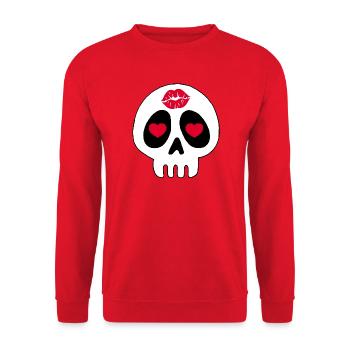 Ein Kuss auf die Stirn - Unisex Pullover - Rot - Vorne - Alina (178cm) & Michal (187cm)
