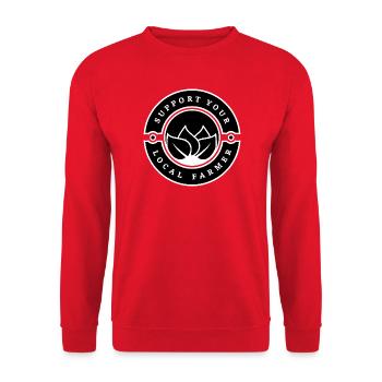 Soutenez votre agriculteur local - Nature & Agriculture - Sweat-shirt Unisexe - rouge - Devant - Alina (178cm) & Michal (187cm)