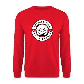Support your local farmer - Nature & Agriculture - Unisex Sweatshirt - red - Front - Alina (178cm) & Michal (187cm)