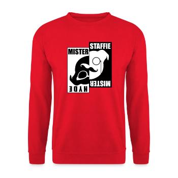 Mister Staffie Mister Hyde - 030 - Unisex Sweatshirt - red - Front - Alina (178cm) & Michal (187cm)