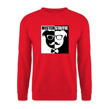 Mister staffie - 011 - Sweat-shirt Unisexe - rouge - Devant - Alina (178cm) & Michal (187cm)