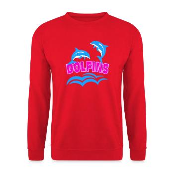 Delfin-Logo - Unisex Pullover - Rot - Vorne - Alina (178cm) & Michal (187cm)