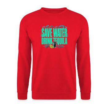 Save Water, Drink Tequila - Funny Shirt - Unisex Sweatshirt - red - Front - Alina (178cm) & Michal (187cm)