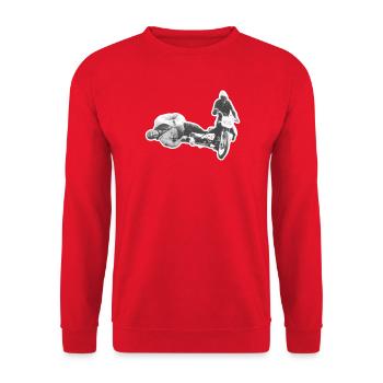 Vintage Sidecar Dare on Retro Bike - Unisex Sweatshirt - red - Front - Alina (178cm) & Michal (187cm)