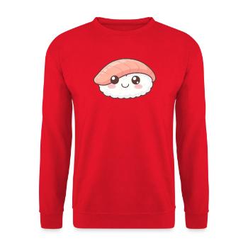 Kawaii Nigiri Sushi Motif - Unisex Sweatshirt - red - Front - Alina (178cm) & Michal (187cm)
