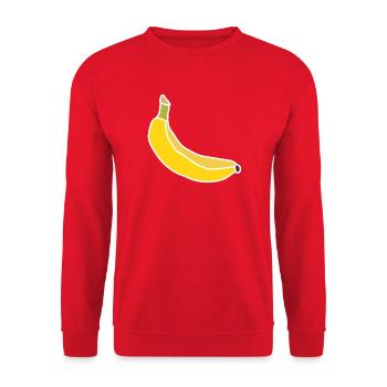 Yellow Banana – Minimalist Fruity Illustration - Unisex Sweatshirt - red - Front - Alina (178cm) & Michal (187cm)