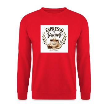 Espresso Yourself Coffee nil café Vintage - Unisex Sweatshirt - red - Front - Alina (178cm) & Michal (187cm)