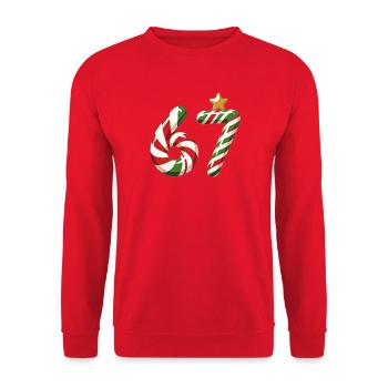 Candy Cane 67 meme  - Unisex Sweatshirt - red - Front - Alina (178cm) & Michal (187cm)