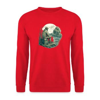 Accro au silence / Pour les passionnés de pêche - Sweat-shirt Unisexe - rouge - Devant - Alina (178cm) & Michal (187cm)