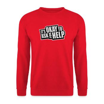 It's Okay To Ask For Help Help Questions Saying Logo - Unisex Sweatshirt - red - Front - Alina (178cm) & Michal (187cm)