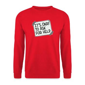 It's Okay To Ask For Help Help Questions Saying Logo - Unisex Sweatshirt - red - Front - Alina (178cm) & Michal (187cm)