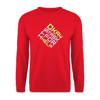 It's Okay To Ask For Help Help Questions Saying Logo - Unisex Sweatshirt - red - Front - Alina (178cm) & Michal (187cm)