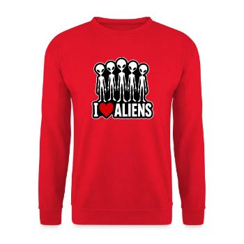 I Love Aliens Alien Fan Group - Unisex Sweatshirt - red - Front - Alina (178cm) & Michal (187cm)