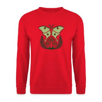 Luna Moth Mushrooms Ferns Forest Art - Unisex Sweatshirt - red - Front - Alina (178cm) & Michal (187cm)