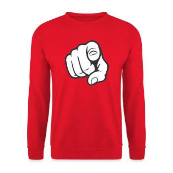 Pointing Finger You Gesture Sticker Design - Unisex Sweatshirt - red - Front - Alina (178cm) & Michal (187cm)