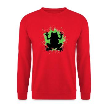 Frog silhouette with green splashes - Unisex Sweatshirt - red - Front - Alina (178cm) & Michal (187cm)