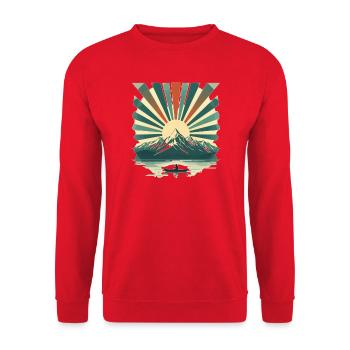 Lever de soleil au-dessus du lac de montagne - Sweat-shirt Unisexe - rouge - Devant - Alina (178cm) & Michal (187cm)