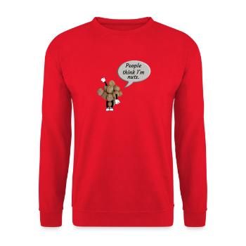 « Les gens pensent que je suis fou » - Sweat-shirt Unisexe - rouge - Devant - Alina (178cm) & Michal (187cm)