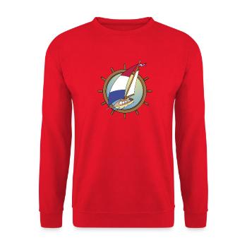 Dutch Sailboat in steering wheel - Unisex Sweatshirt - red - Front - Alina (178cm) & Michal (187cm)