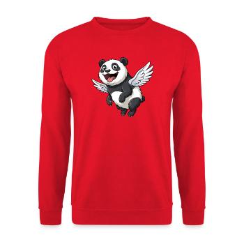 Cute Panda Angel with Wings Cartoon - Unisex Sweatshirt - red - Front - Alina (178cm) & Michal (187cm)