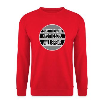 Silence L’esprit et l’âme parleront Ruhe Spruch - Sweat-shirt Unisexe - rouge - Devant - Alina (178cm) & Michal (187cm)