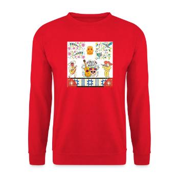Cinco Mayo Día Muertos Fiesta - Unisex Pullover - Rot - Vorne - Alina (178cm) & Michal (187cm)