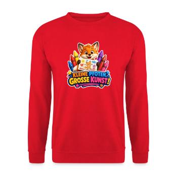 Kreativer Fuchs kleine Pfoten ganz grosse Kunst - Unisex Pullover - Rot - Vorne - Alina (178cm) & Michal (187cm)