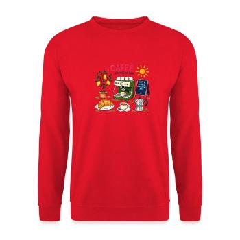 Caffè Espresso Sketch Café - Unisex Sweatshirt - red - Front - Alina (178cm) & Michal (187cm)