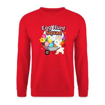 Egg Hunt Squad Bunny Easter Design - Unisex Sweatshirt - red - Front - Alina (178cm) & Michal (187cm)