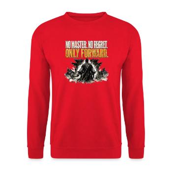 No Master No Regret Only Forward Samurai Shirt - Unisex Sweatshirt - red - Front - Alina (178cm) & Michal (187cm)