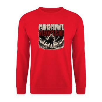 Schmerz ist private Schwäche ist nicht spartanisches Sportshirt - Unisex Pullover - Rot - Vorne - Alina (178cm) & Michal (187cm)