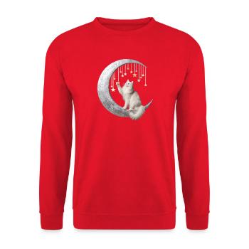 Moon Cat and Stars - Unisex Sweatshirt - red - Front - Alina (178cm) & Michal (187cm)