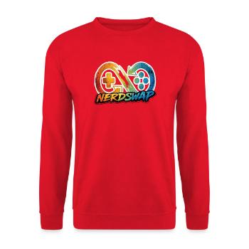 NerdSwap Gaming Merch - Unisex Sweatshirt - red - Front - Alina (178cm) & Michal (187cm)
