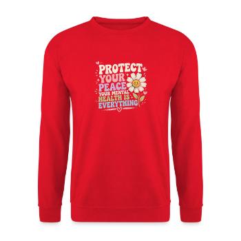Protect Your Peace: Health Is Everything - Unisex Sweatshirt - red - Front - Alina (178cm) & Michal (187cm)