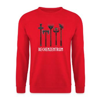 Rechenzentrum lustige Programmierer Sprüche - Unisex Pullover - Rot - Vorne - Alina (178cm) & Michal (187cm)