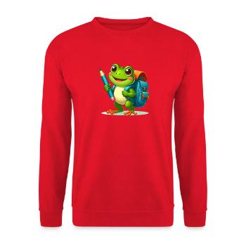 Frog pour l’inscription à l’école – début de l’école avec Bleistif - Sweat-shirt Unisexe - rouge - Devant - Alina (178cm) & Michal (187cm)