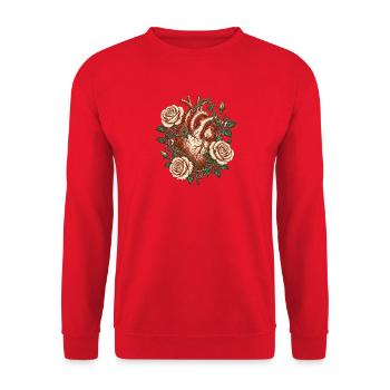 Vintage Anatomical Heart with Roses – Gothic Art - Unisex Sweatshirt - red - Front - Alina (178cm) & Michal (187cm)