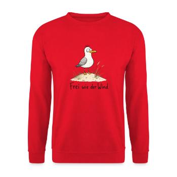 Möwe am Strand - Unisex Pullover - Rot - Vorne - Alina (178cm) & Michal (187cm)