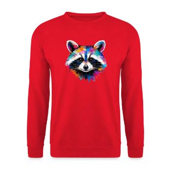 Colorful raccoon with splashes of paint - Unisex Sweatshirt - red - Front - Alina (178cm) & Michal (187cm)